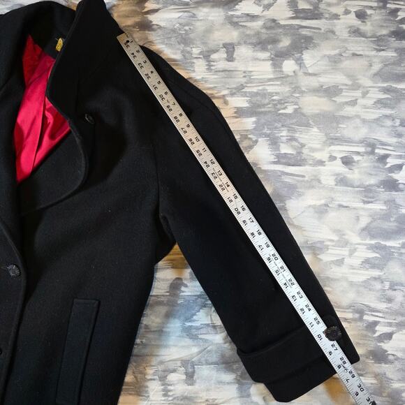 Double Brested Black Wool Trench Coat Red Lined Men's Big Tall Plus 54" Gift USA - Picture 8 of 13